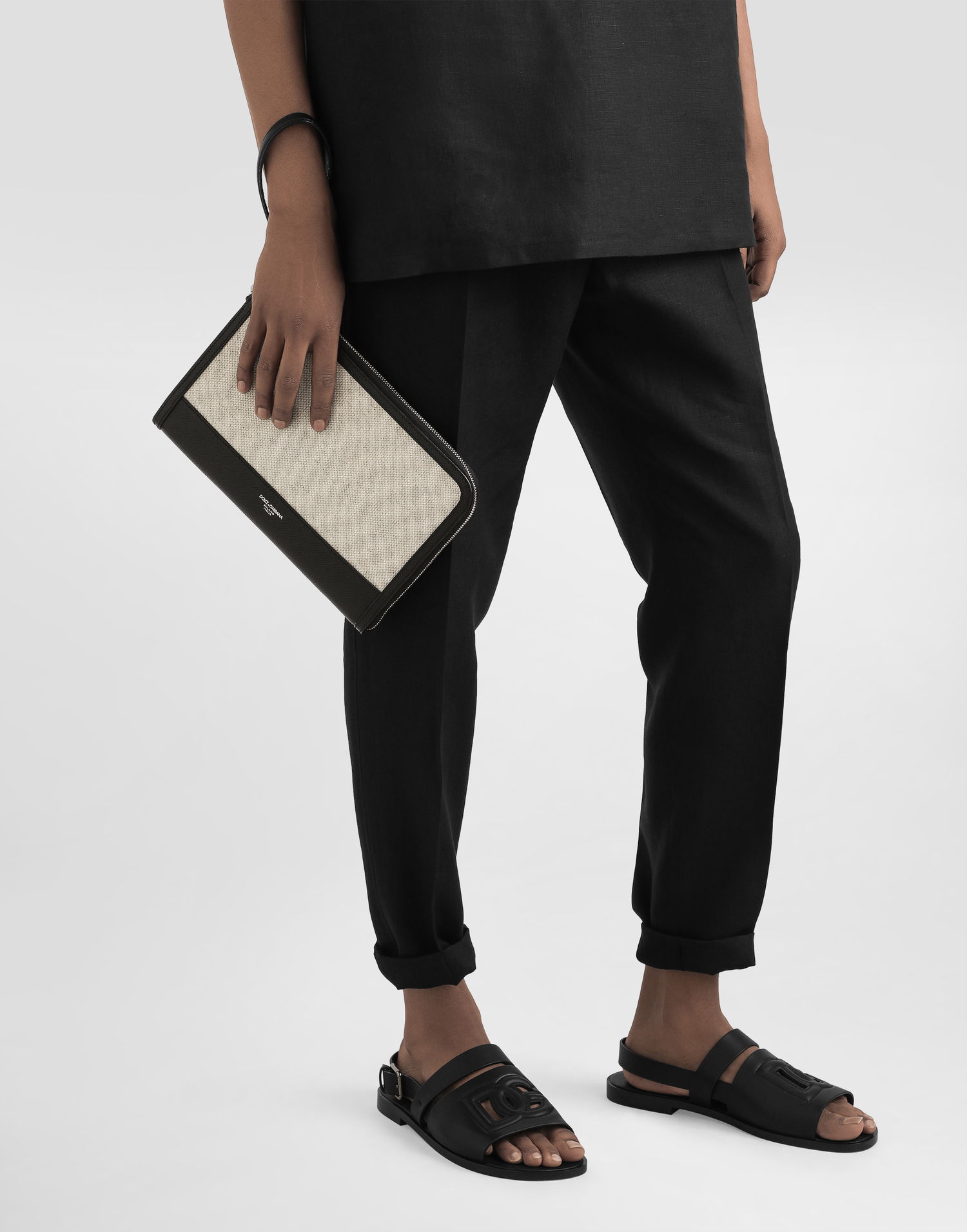 Batohy a tašky Dolce & Gabbana Dolce & Gabbana Atene Canvas and Calfskin Clutch Béžová | BM2528AE8558S469, 1