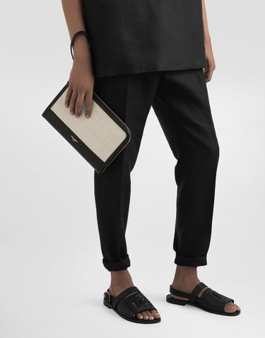 Batohy a tašky Dolce & Gabbana Dolce & Gabbana Atene Canvas and Calfskin Clutch Béžová | BM2528AE8558S469, 1