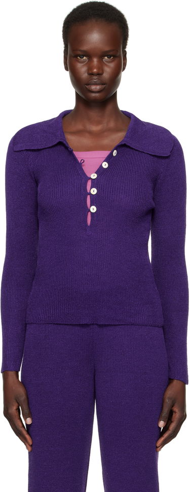 Sveter Bode Quincy Knit Polo Fialová | WRF24KT025, 0