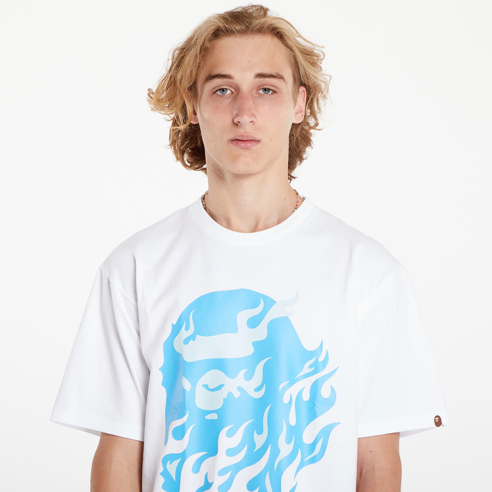 A BATHING APE Flame Ape Head Tee White/ Blue