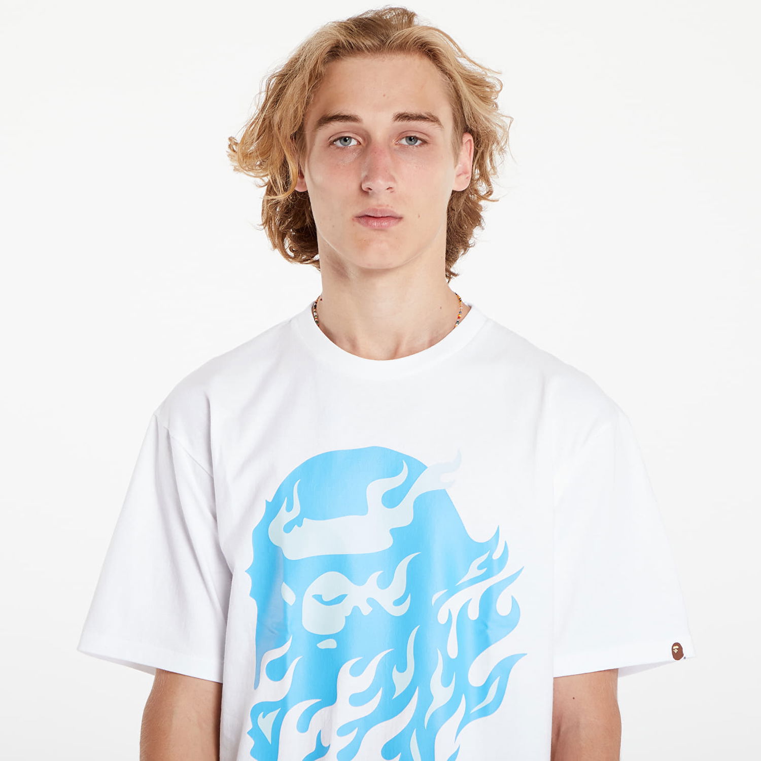 Tričko BAPE A BATHING APE Flame Ape Head Tee White/ Blue Biela | 001TEK201032M WH9, 1