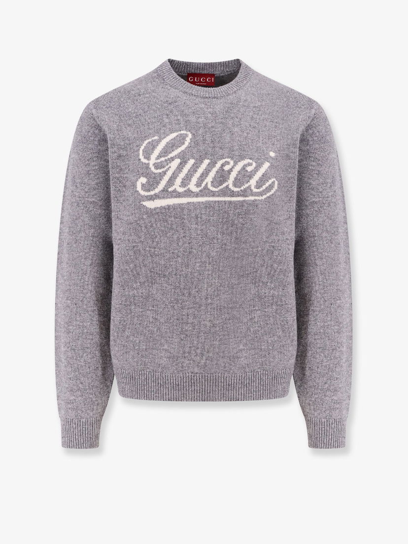 Sveter Gucci Sweater With Logo Print Šedá | 795347XKD741423