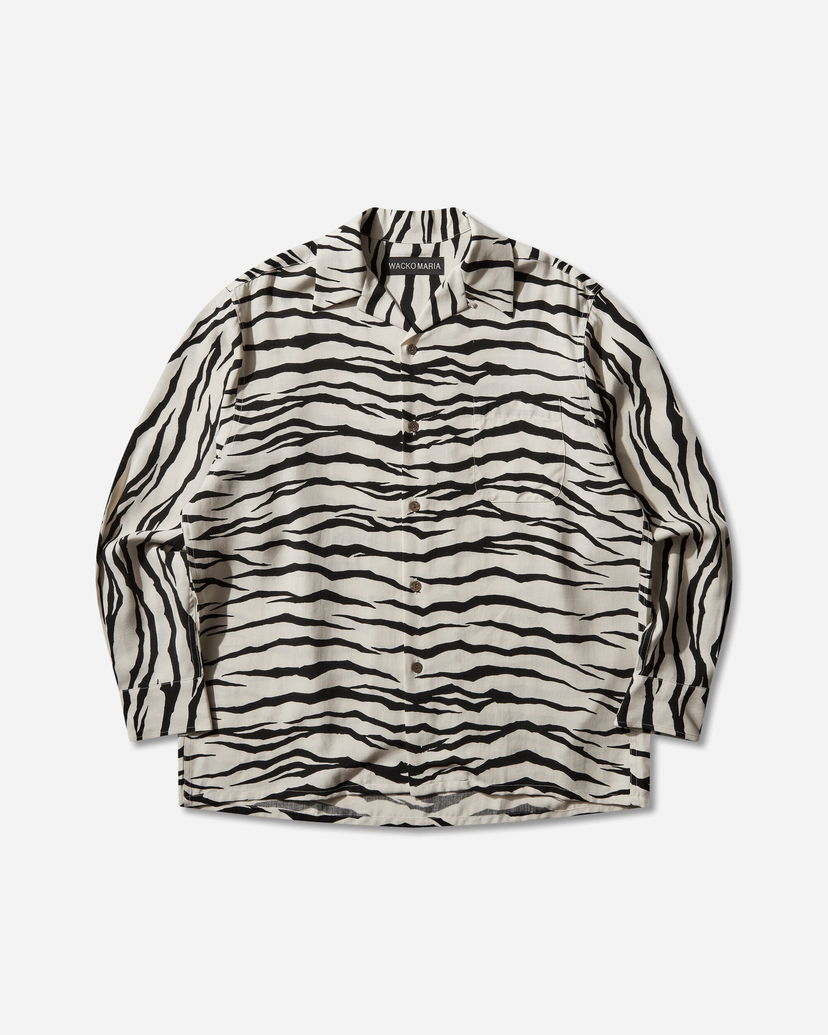 Košeľa WACKO MARIA Zebra Print Hawaiian Longsleeve Shirt Type-2 Rôznofarebný | 25FW-WMS-HI02 IVORY