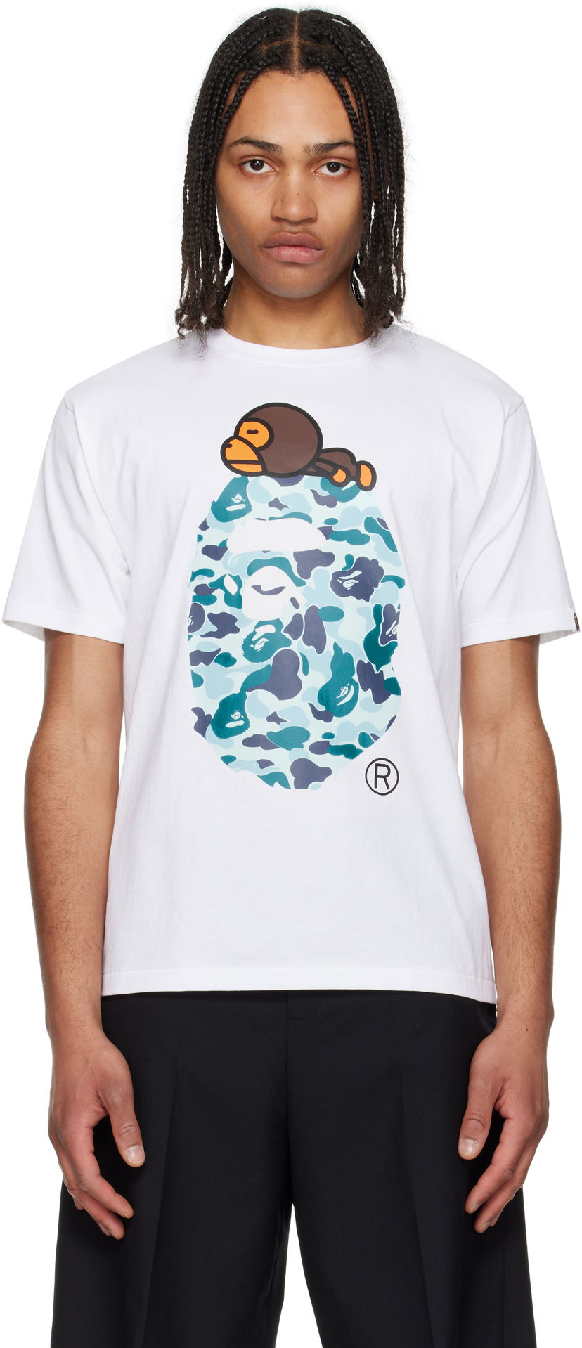 Tričko BAPE A Bathing Ape ABC Camo Milo Big Ape Graphic T-Shirt Biela | 002TEL301002M