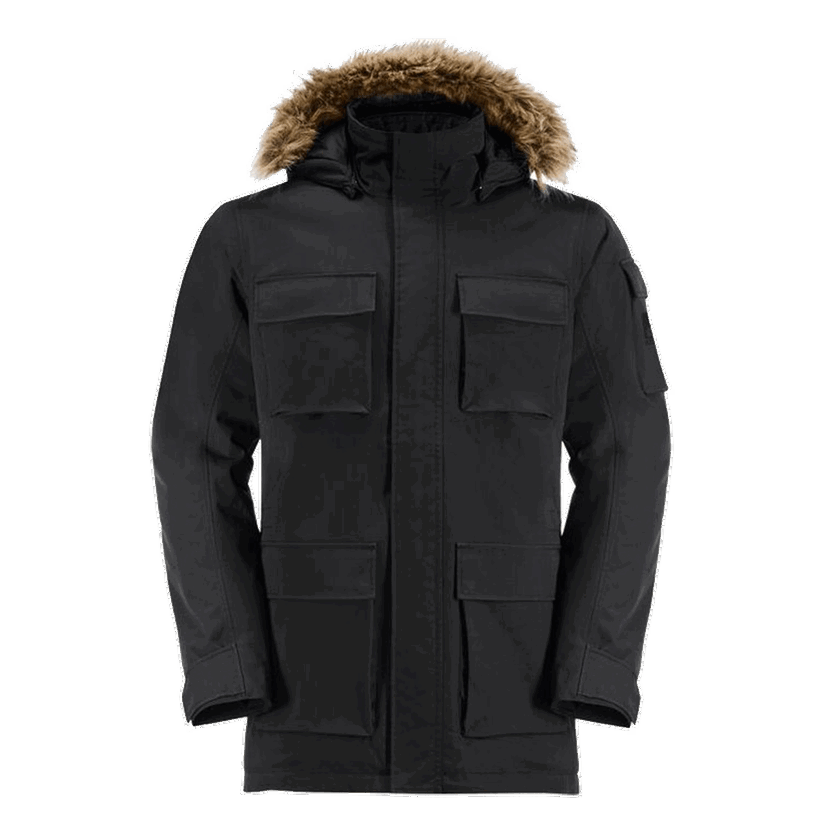 Parka Jack Wolfskin GLACIER CANYON Parka with Fur-Lined Hood Čierna | 1107674-6000