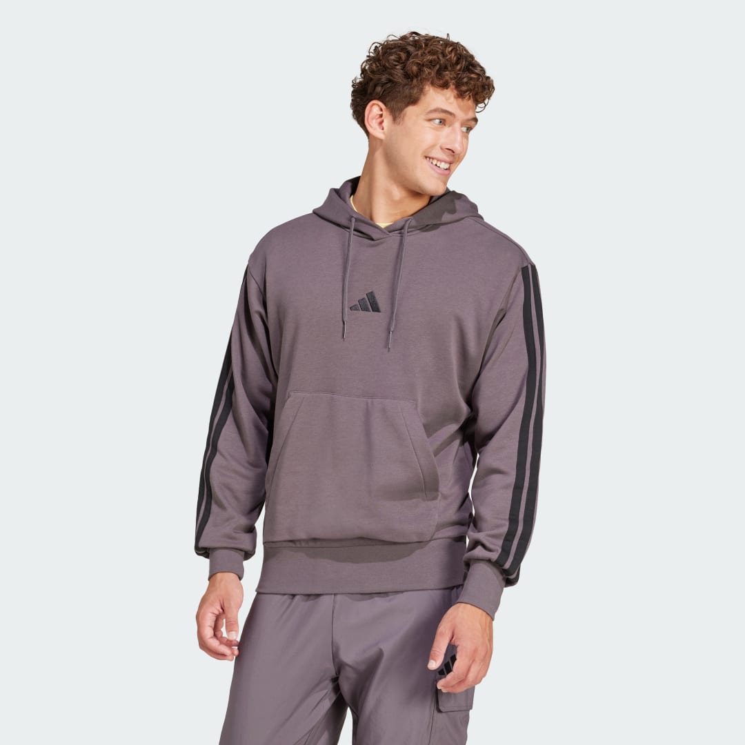 Mikina adidas Performance Essentials 3-Stripes French Terry Hoodie Fialová | JE6365, 0