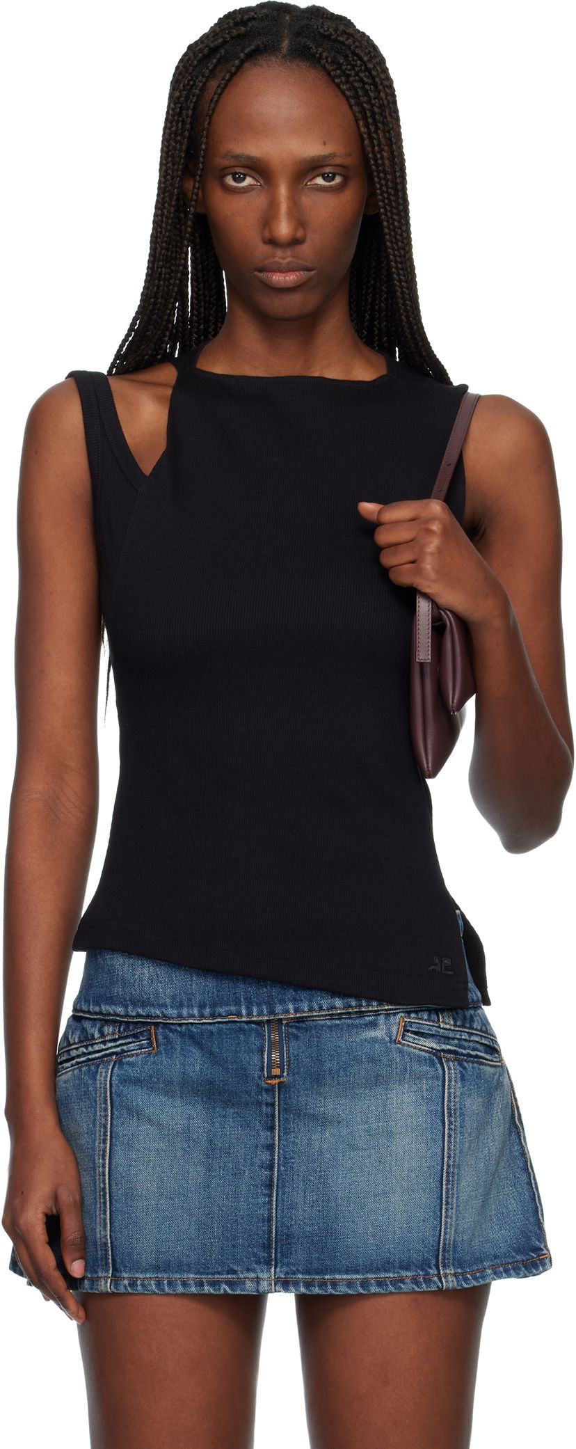 Tielko Courrèges Oblique 90's Rib Tank Top Čierna | 425JDE146JS0194