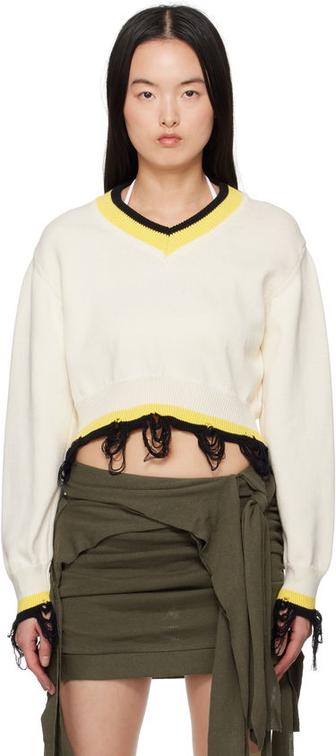 Sveter Ottolinger Ottolinger Cropped V-Neck Sweater Biela | 107-101507-02, 0
