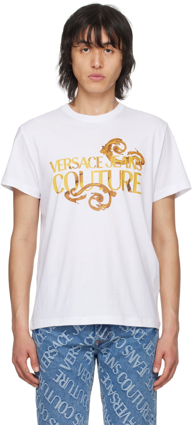 Tričko Versace Jeans Couture Watercolor Couture T-Shirt Biela | E76GAHG00_ECJ00G