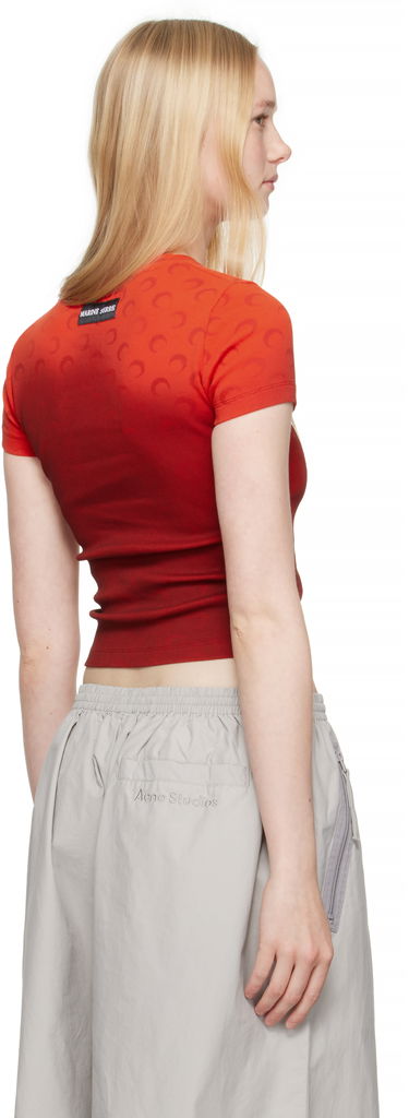Crop Top Marine Serre Marine Serre Moon Faded Baby Fit T-shirt Červená | WTT012A CJER0070, 2