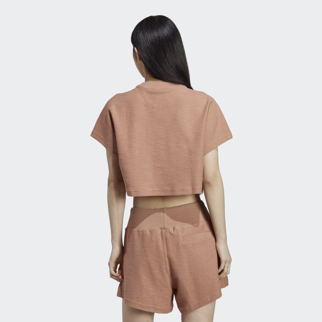 Crop Top adidas Performance Cropped Terry Lounge Top Hnedá | HZ1605, 1