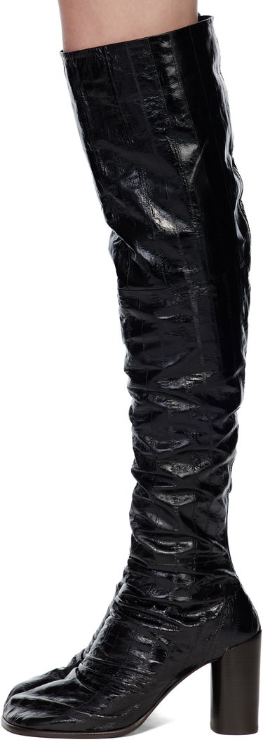 Tenisky a topánky LEMAIRE Glove 80 Crinkled Patent Over-the-Knee Block Heel Boots Čierna | FO0215 LL0156, 2