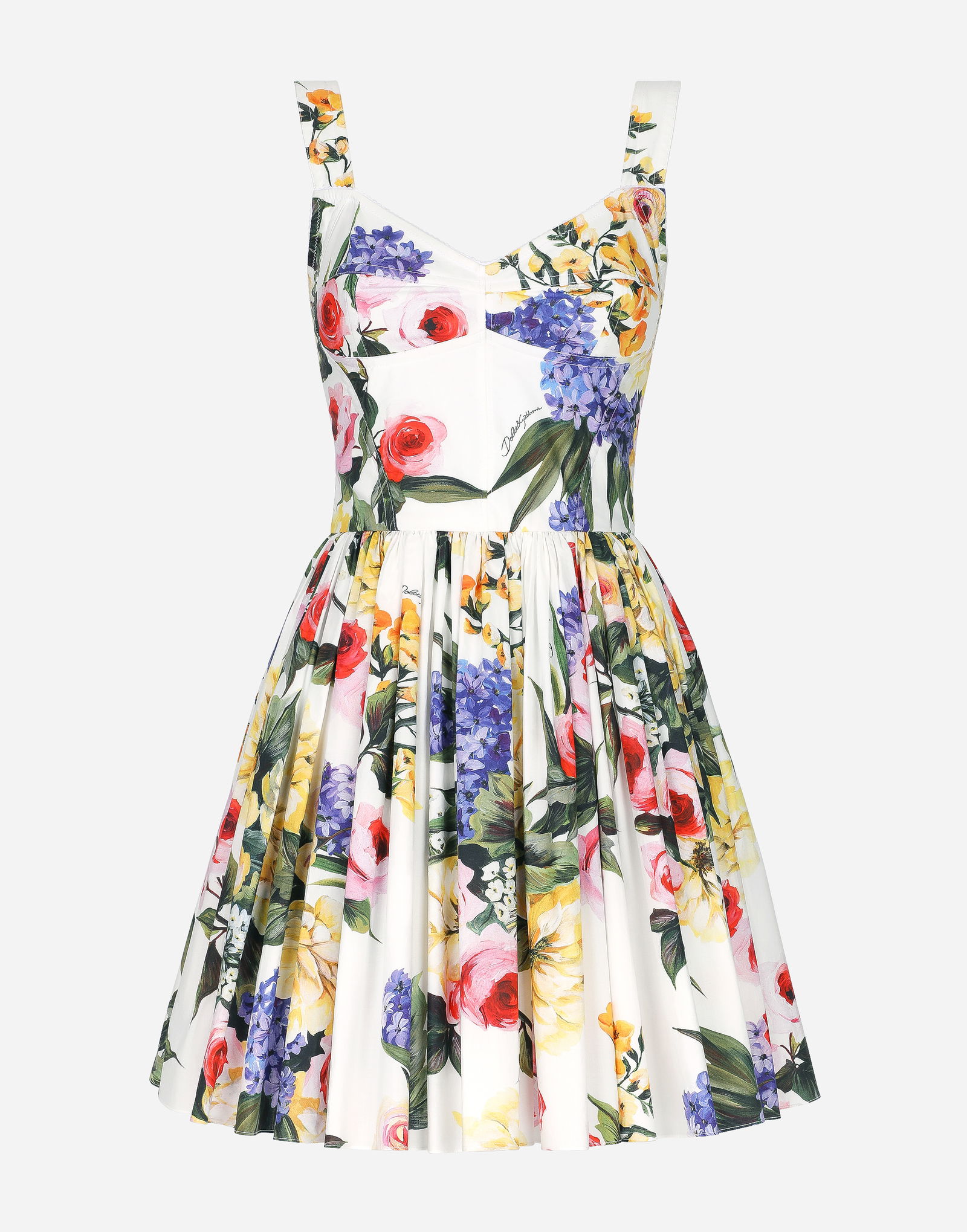 Dolce & Gabbana Garden Print Cotton Corset Dress