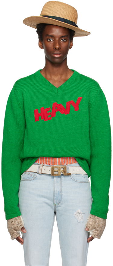 Sveter ERL ERL Men's Patch V-Neck Sweater Zelené | ERL06N008, 0