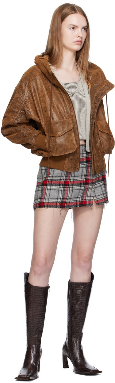 Bomber bunda R13 R13 Shirred Oversized Leather Bomber Jacket Hnedá | R13WR429-R540A, 3