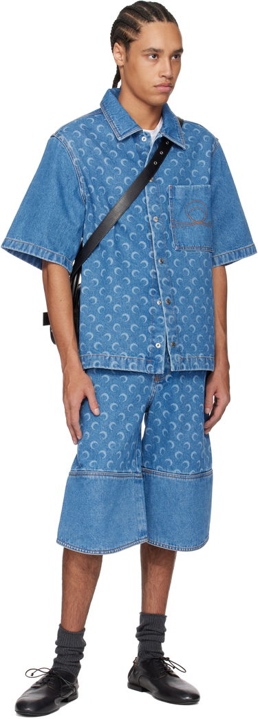 Košeľa Marine Serre Marine Serre Moon Laser Workwear Denim Shirt Modrá | MSI017A CDEN0002, 3