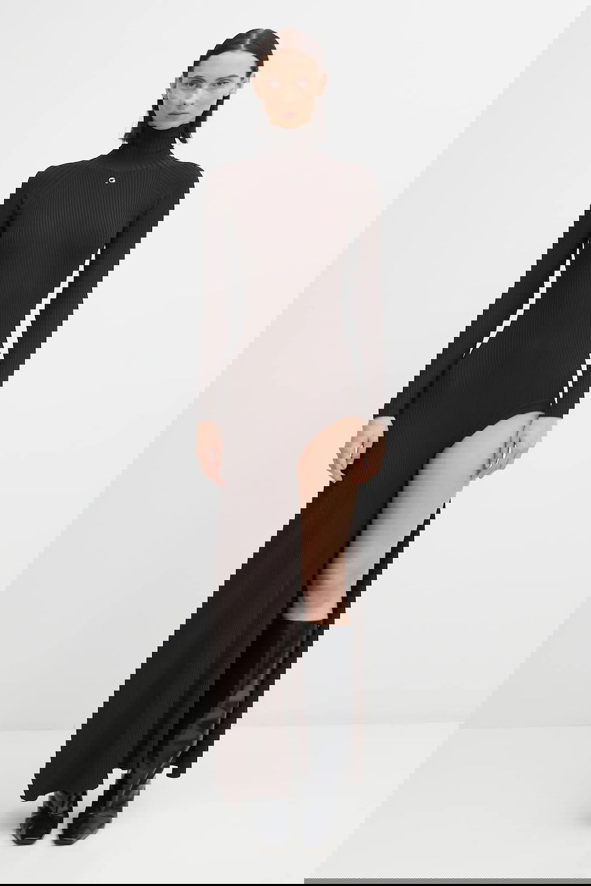 Šaty Coperni Leg Cut-Out Rib Gown Maxi Hnedá | COPML155Y3011, 0