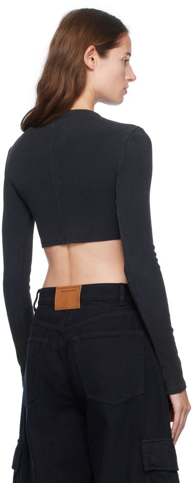 Crop Top Alexander Wang Crewneck Long Sleeve Crop Top Čierna | 4CC3241474, 2