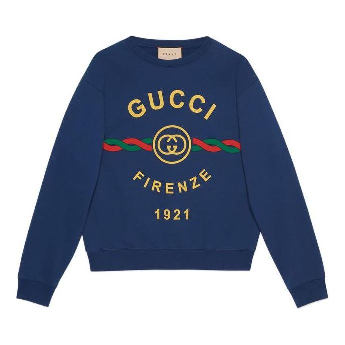 Mikina Gucci Firenze 1921 Cotton Sweatshirt Modrá | 626990-XJD7O-4409, 0