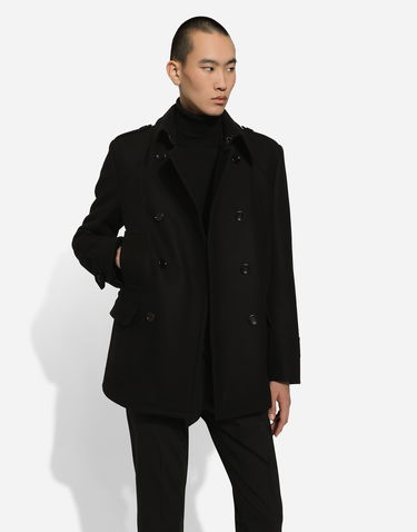 Kabáty Dolce & Gabbana Dolce & Gabbana Double-breasted Wool-blend Pea Coat Čierna | G046UTHUMT8N0000, 3