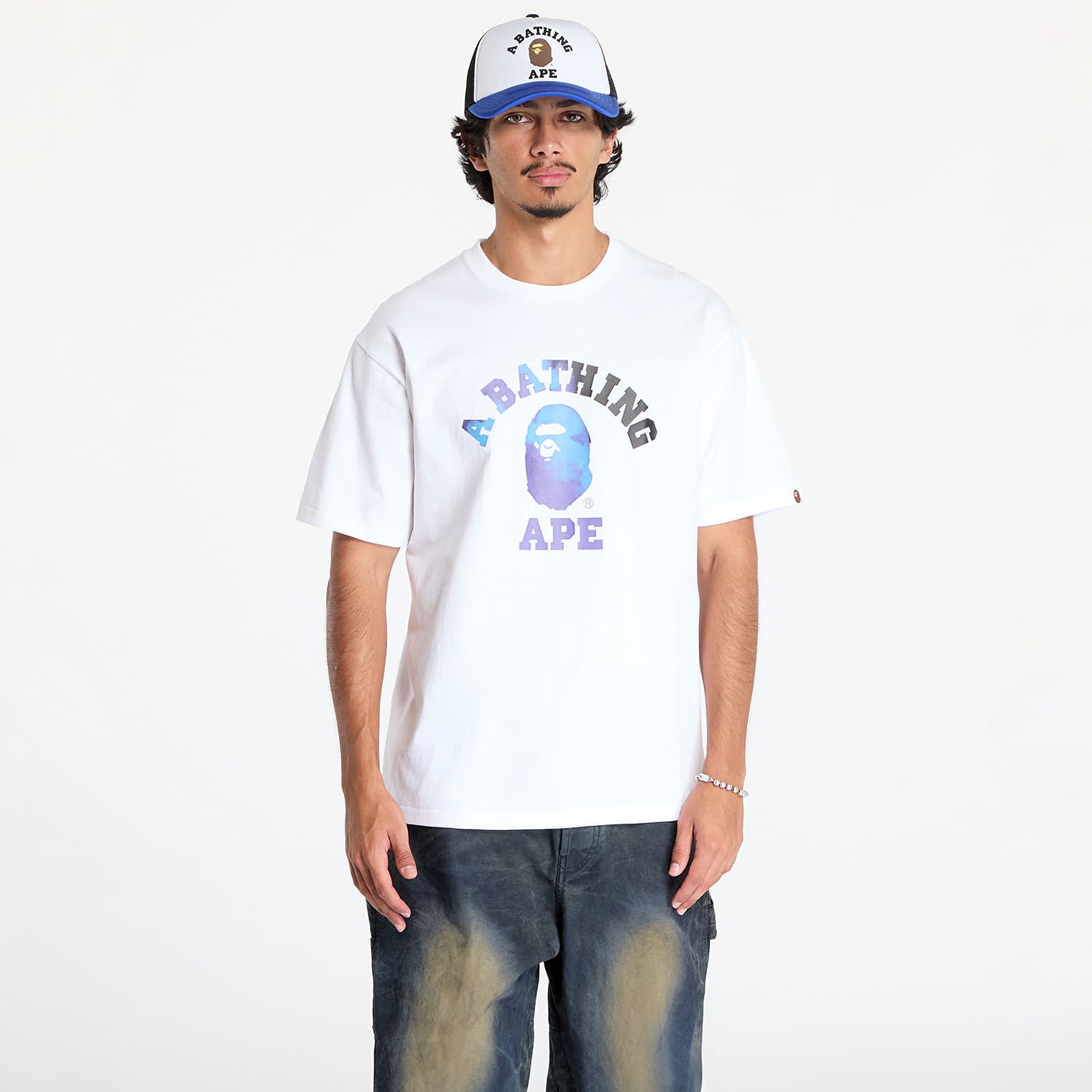Tričko BAPE Tie Dye College Tee White/ Black Biela | 001TEK801032M WH2, 0