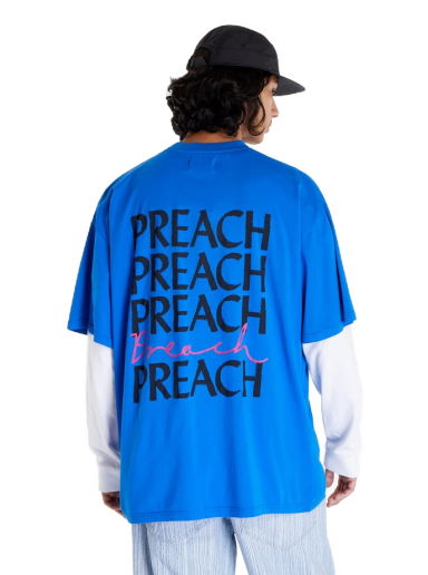 Tričko PREACH Logo Wording T-Shirt GOTS Modrá | 0399005496