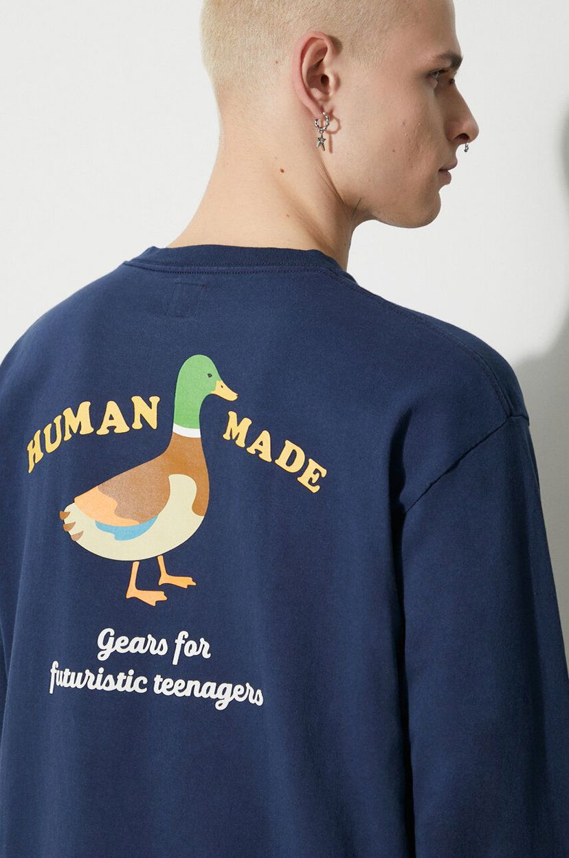Tričko Human Made Graphic Long Sleeve T-Shirt With Duck Print Modrá | HM26CS006