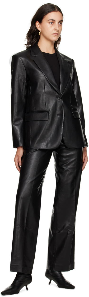 Nohavice Anine Bing Faux Leather High-Waisted Pants Čierna | A-03-3334-000B, 3