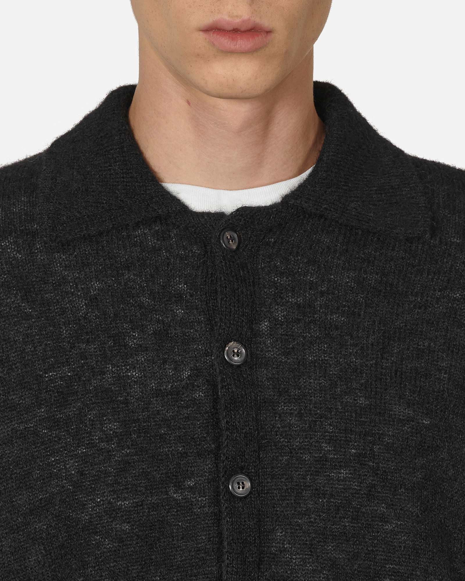 Fuzzy Alpaca Evening Polo Cardigan