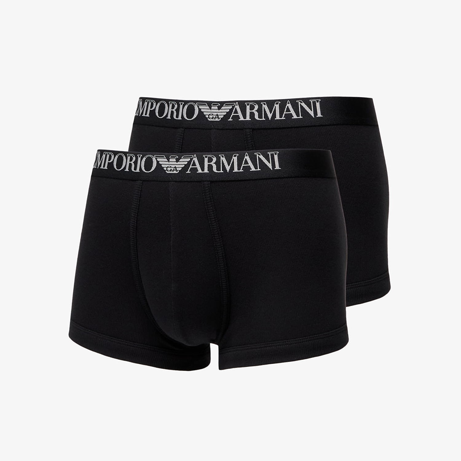 Spodná bielizeň a ponožky Emporio Armani EA7 Men's Knit Trunk 2-Pack Nero/ Nero M Čierna | 112023 4R502 07320, 0