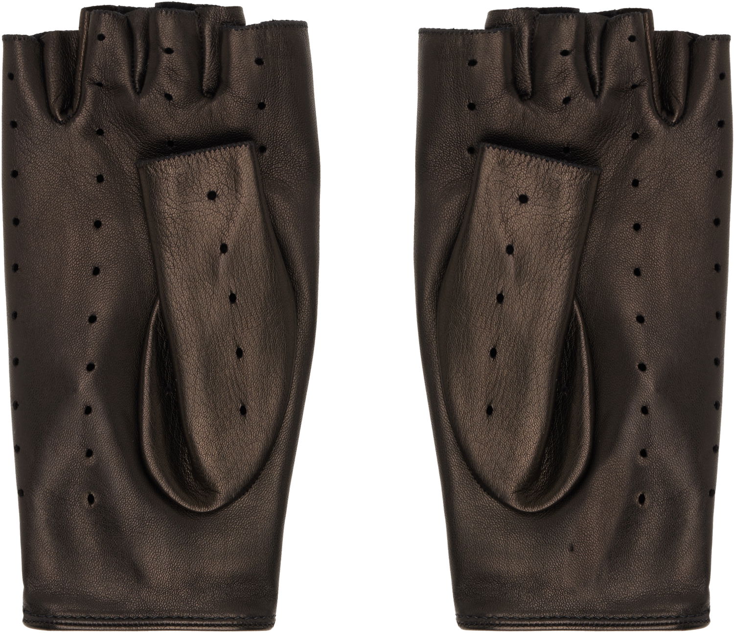 Rukavice Valentino Leather Fingerless Perforated Biker Gloves Čierna | 7W2GAA00LDU, 1