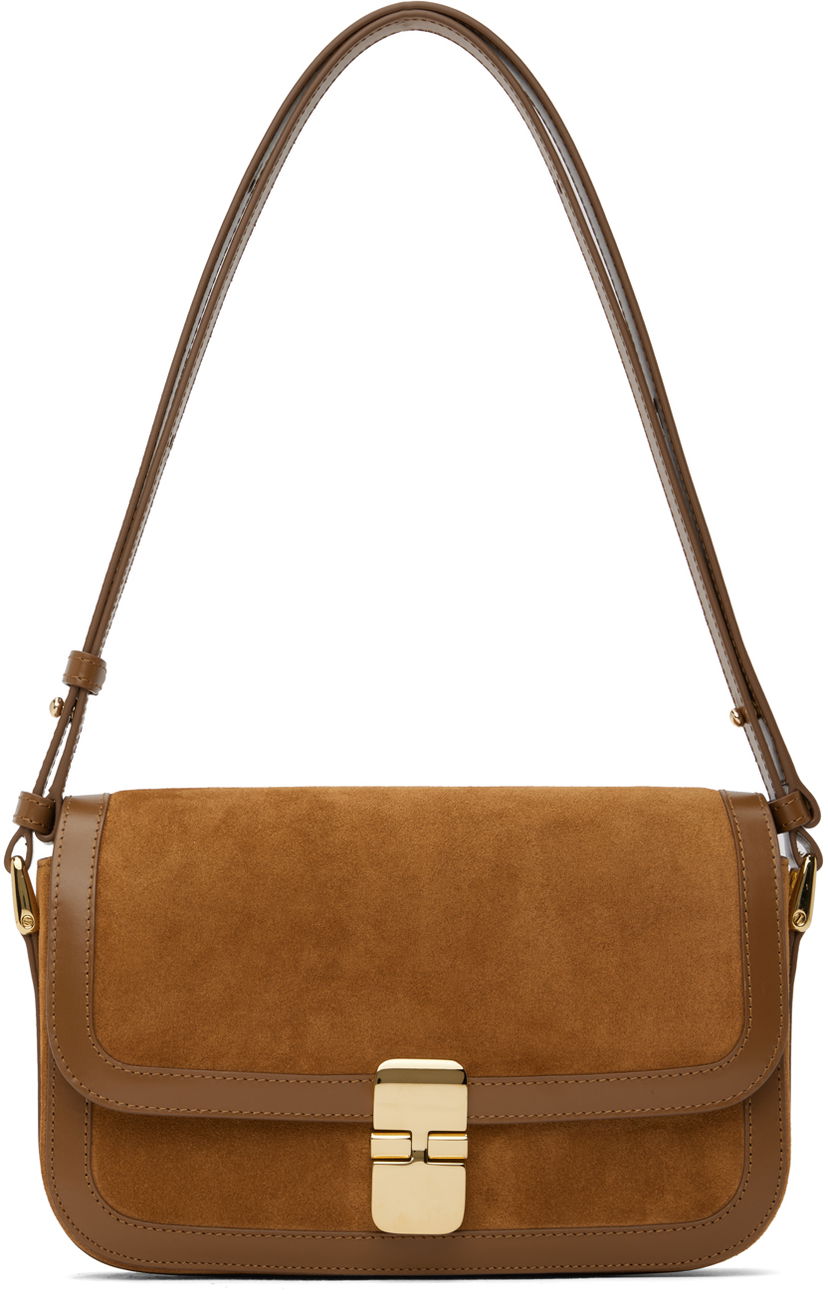 Taška cez rameno A.P.C. Grace Baguette Shoulder Bag Hnedá | PXBRX-F61615