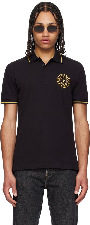 Polo tričko Versace Versace Jeans Couture Logo Patch Polo Čierna | E78GAGT00_ECJ01T, 0