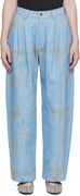 Catchfly Pleated Wide-Leg Denim Trousers