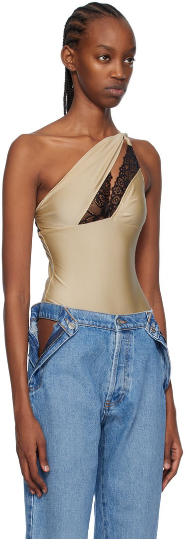Body Coperni Coperni Asymmetric Bodysuit Béžová | COPJS70545, 1