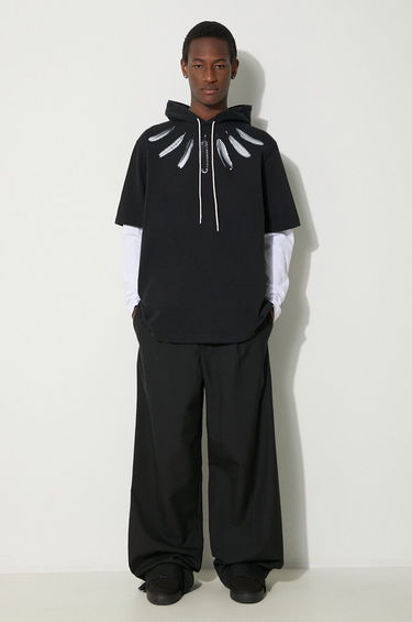 Mikina Marcelo Burlon Collar Feathers Double Sleeves Hoodie Čierna | CMAB044S24JER0021001, 1