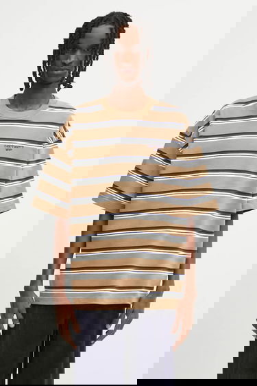 Tričko Carhartt WIP S/S Holm Striped Relaxed Fit T-Shirt Béžová | I035302.37AXX, 0