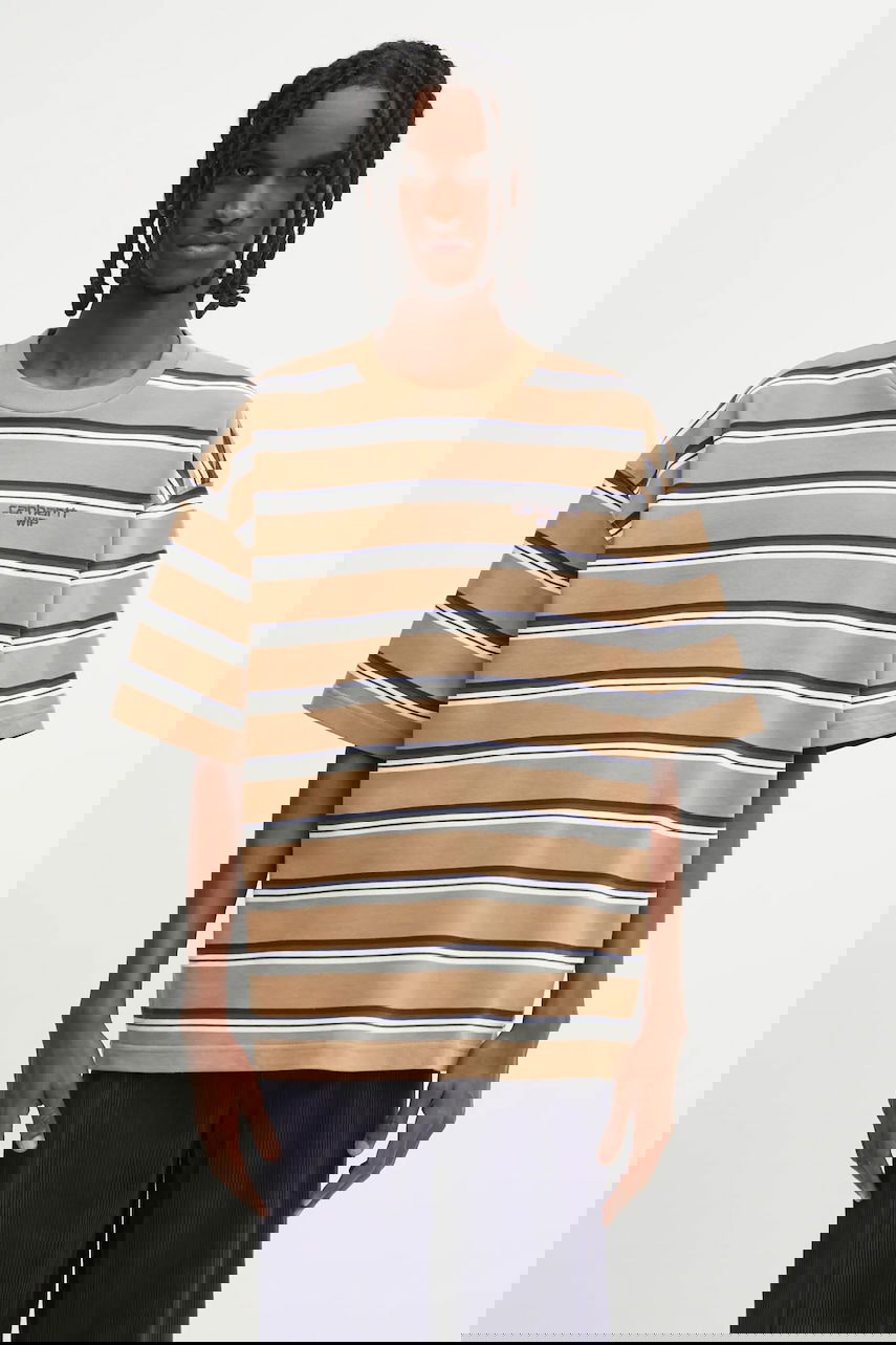 Tričko Carhartt WIP S/S Holm Striped Relaxed Fit T-Shirt Béžová | I035302.37AXX, 0