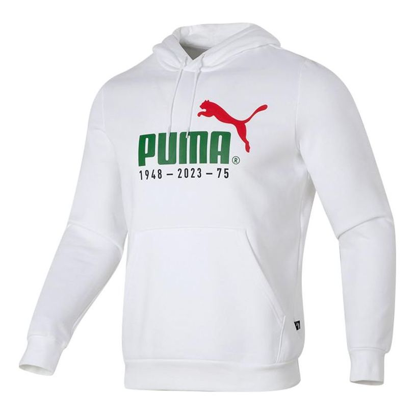 Mikina Puma Logo Printed Casual Hoodie Biela | 678413-02
