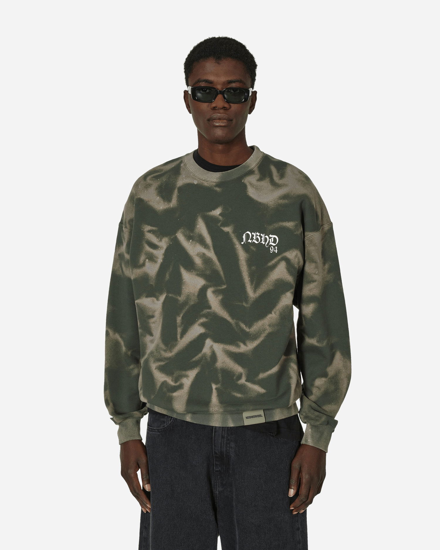 Mikina Neighborhood Tie-Dye Crewneck Sweatshirt Olive Drab Zelené | 241FPNH-CSM09 OD, 0