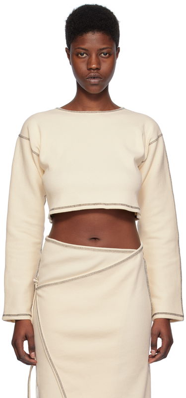 Crop Top Baserange Garble Exposed Seam Long Sleeve Cropped T-Shirt Biela | FLGTO-RIB-SP24, 0