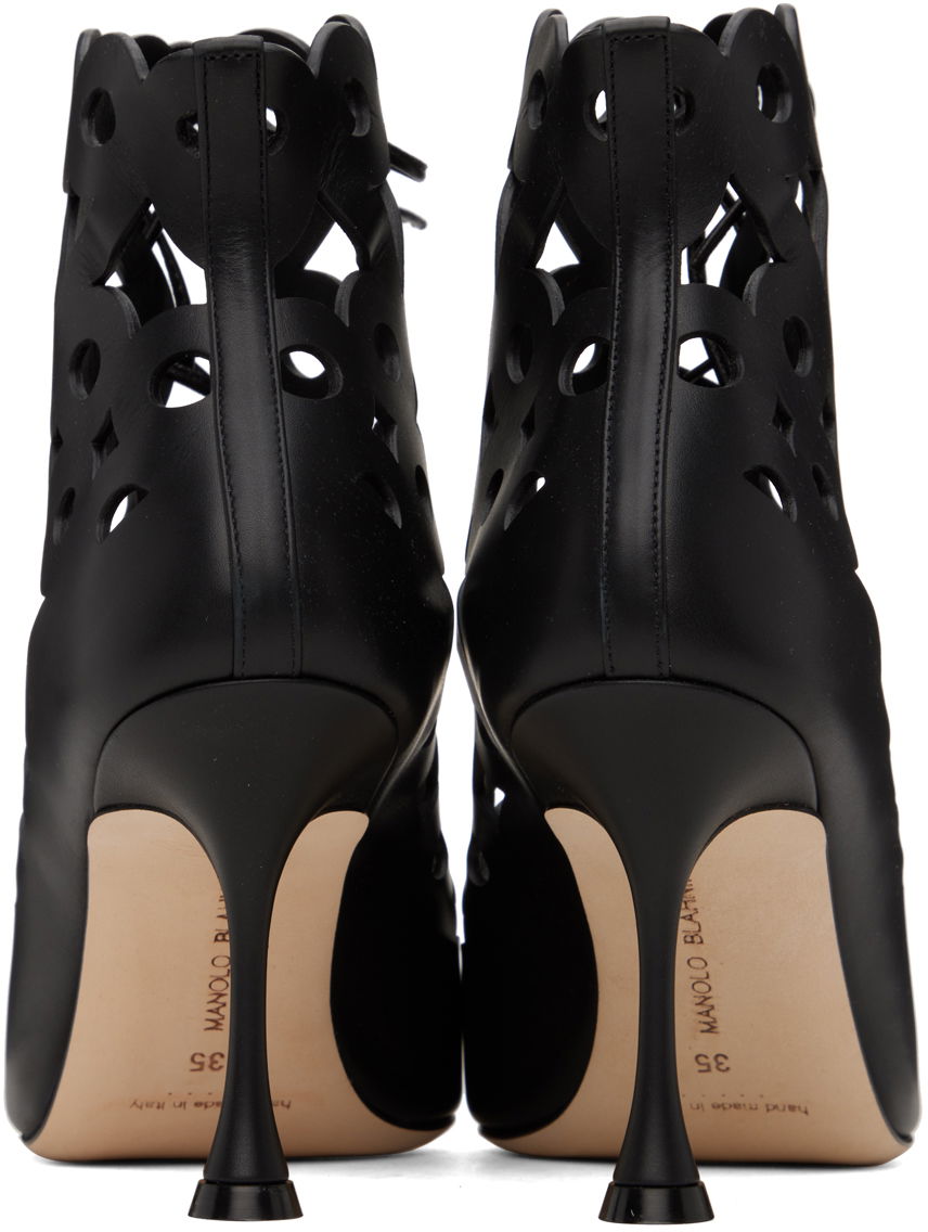 Oblečenie Manolo Blahnik Manolo Blahnik Taralo Cutout Leather Lace-Up Boots Čierna | 223-1415, 1