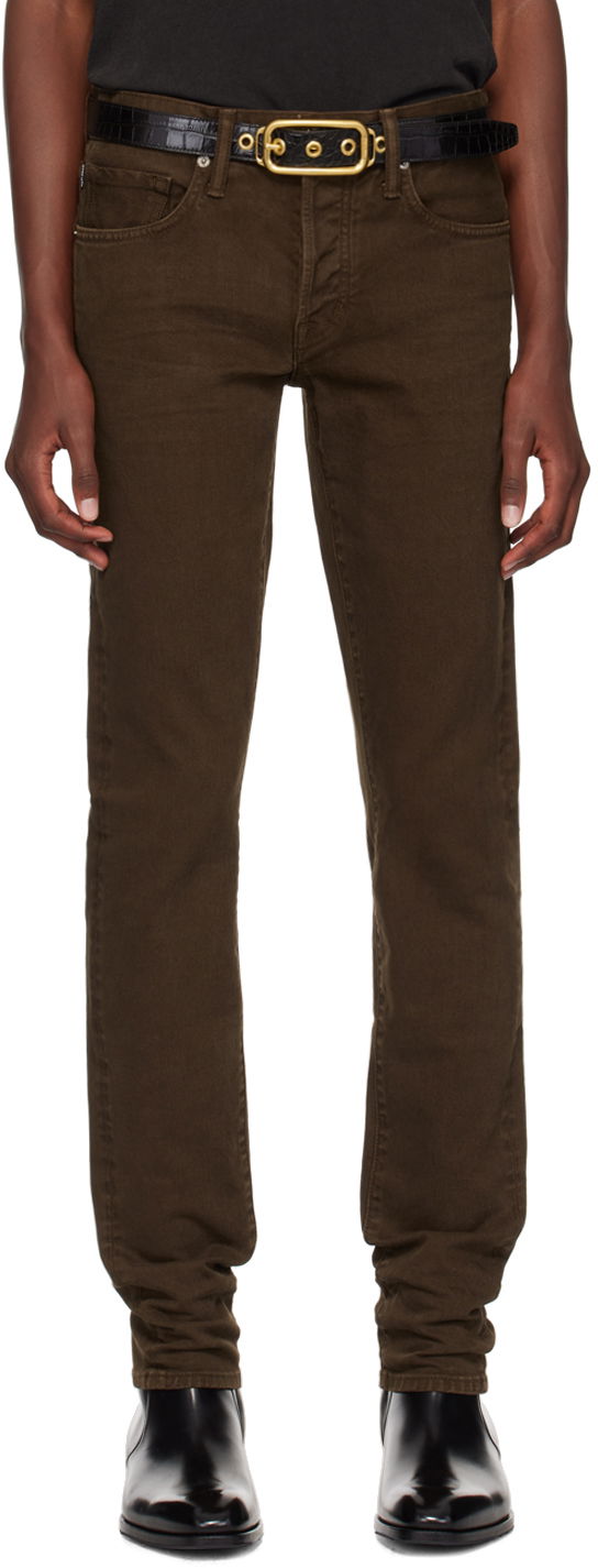 Brown Stay Press Twill Slim Fit Jeans