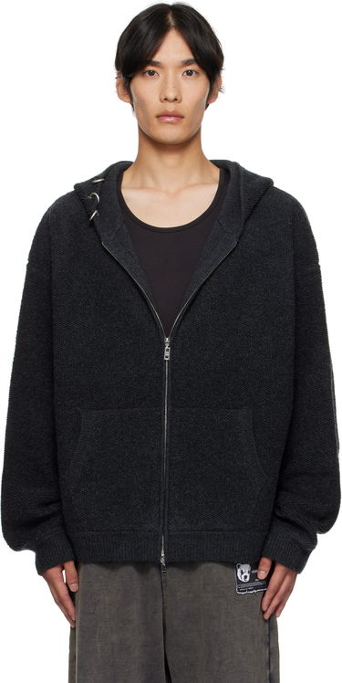 Mikina We11done We11done Bouclé Zip-Up Hoodie Šedá | WD-KJ2-25-642-M-CH, 0