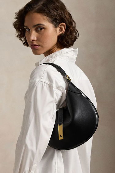Kabelka Polo by Ralph Lauren Leather Hobo Bag Čierna | 428944017, 5
