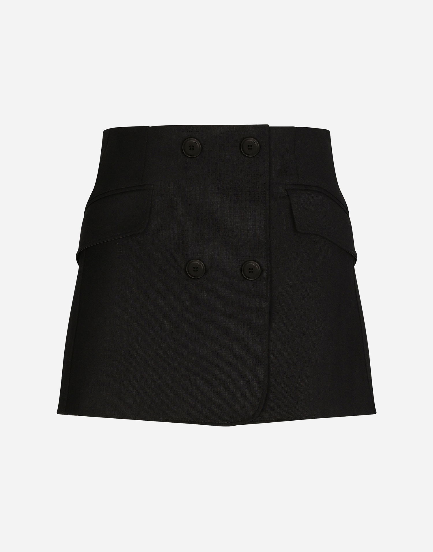 Sukňa Dolce & Gabbana Wool Twill Double-Breasted Mini Wrap Skirt with Flap Pockets Čierna | F4CJ0TFUBE7N0000, 0