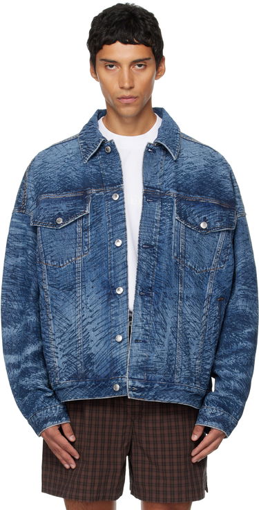 Bunda Alexander Wang Alexander Wang Graffiti Oversized Denim Trucker Jacket Modrá | 6DC3252831, 0