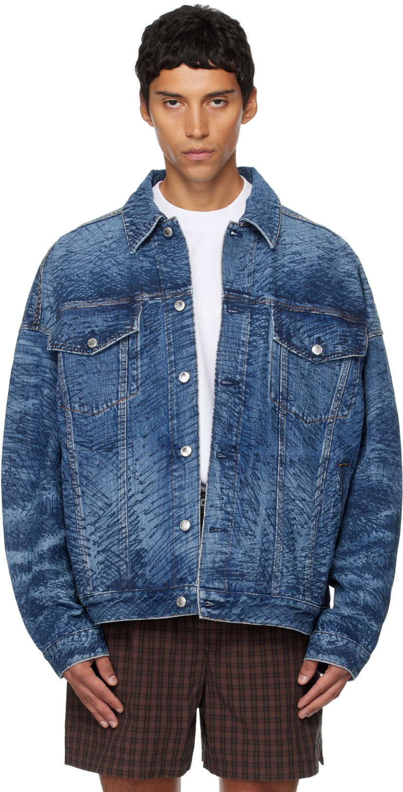 Bunda Alexander Wang Alexander Wang Graffiti Oversized Denim Trucker Jacket Modrá | 6DC3252831