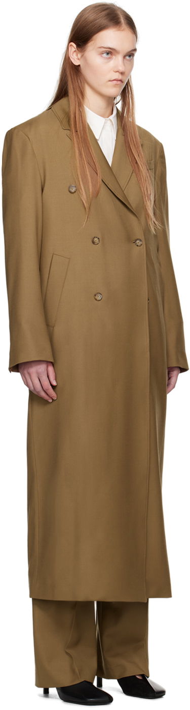 Kabáty Loulou de Saison Loulou de Saison Maisun Double-Breasted Maxi Coat Hnedá | MAISUN, 1