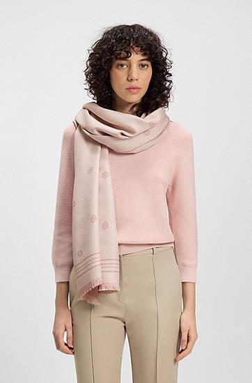 Šál BOSS Jacquard Scarf with Monogram Print Ružová | 50535789, 1